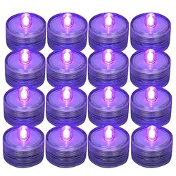 12Pcs Submersible LED Light,Purple Waterproof Flameless Candle Tea Lights,Underwater Battery Operated Seasonal Festival