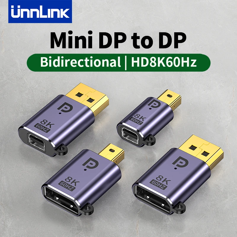 Unnlink Mini Dp to Displayport 1.4 Adapter 8K 60Hz  DP to Mini DP Male to Female Extender for Macbook Pro