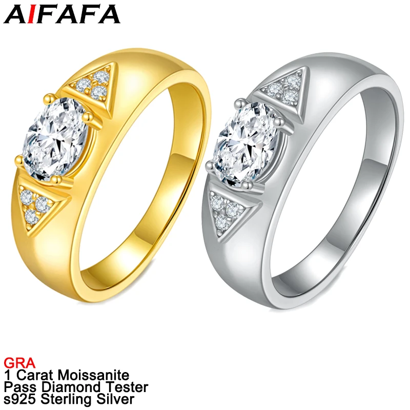 1 Carat Oval Moissanite Diamond Rings for Women Men s925 Silver Moissanita Couple Lover Ring Gifts Fine Jewelry