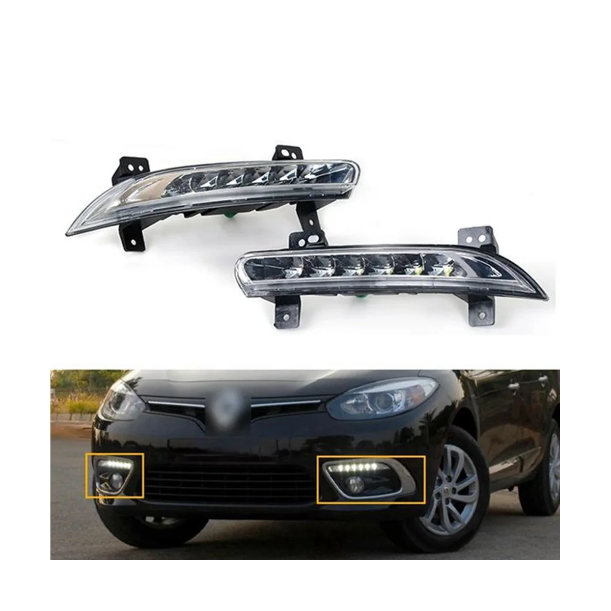 Car Front Right LED DRL Fog Light for Renault Fluence 2014+ Auto Driving Lamp Daytime Running Light Bumper Lamp