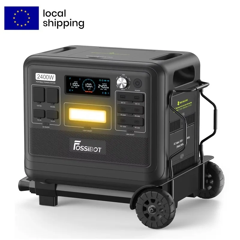 

【Хит продаж】Портативная электростанция Fossibot 2400 Вт, 2 кВт·ч, перезаряжаемый резервный солнечный генератор с аккумулятором LiFePO4 и прикуривателем