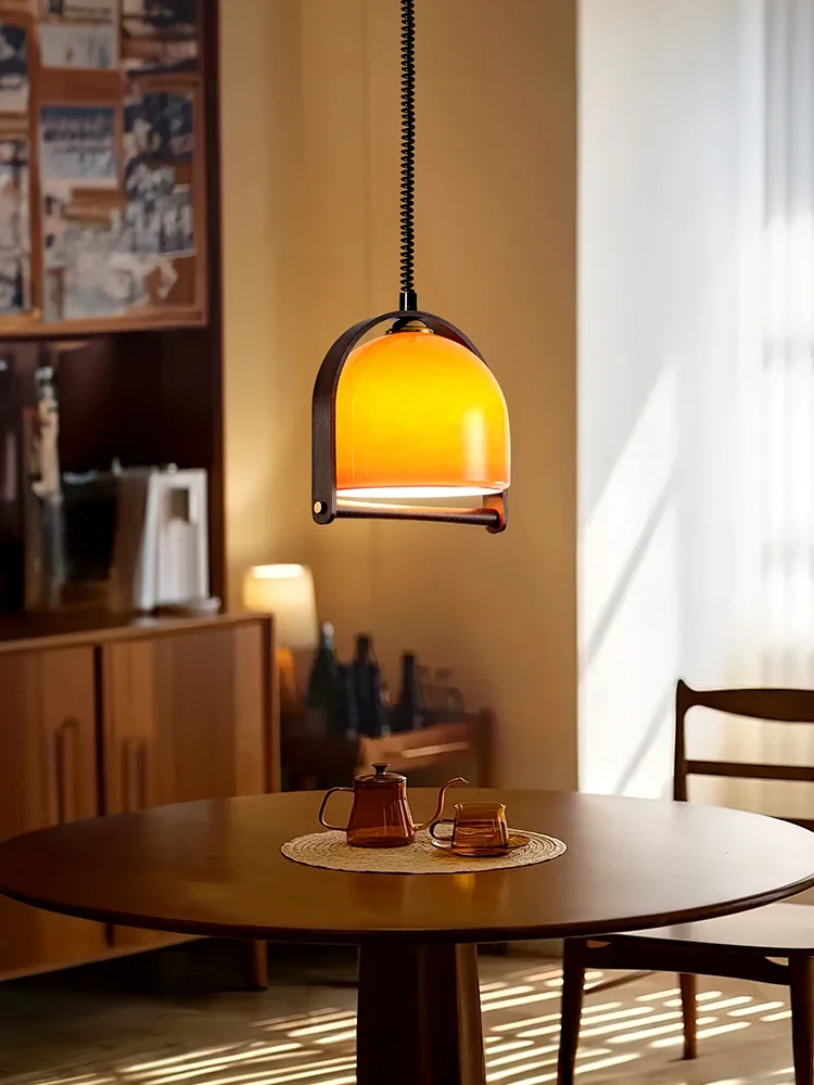 

Restaurant glass solid wood retractable Japanese retro simple table light
