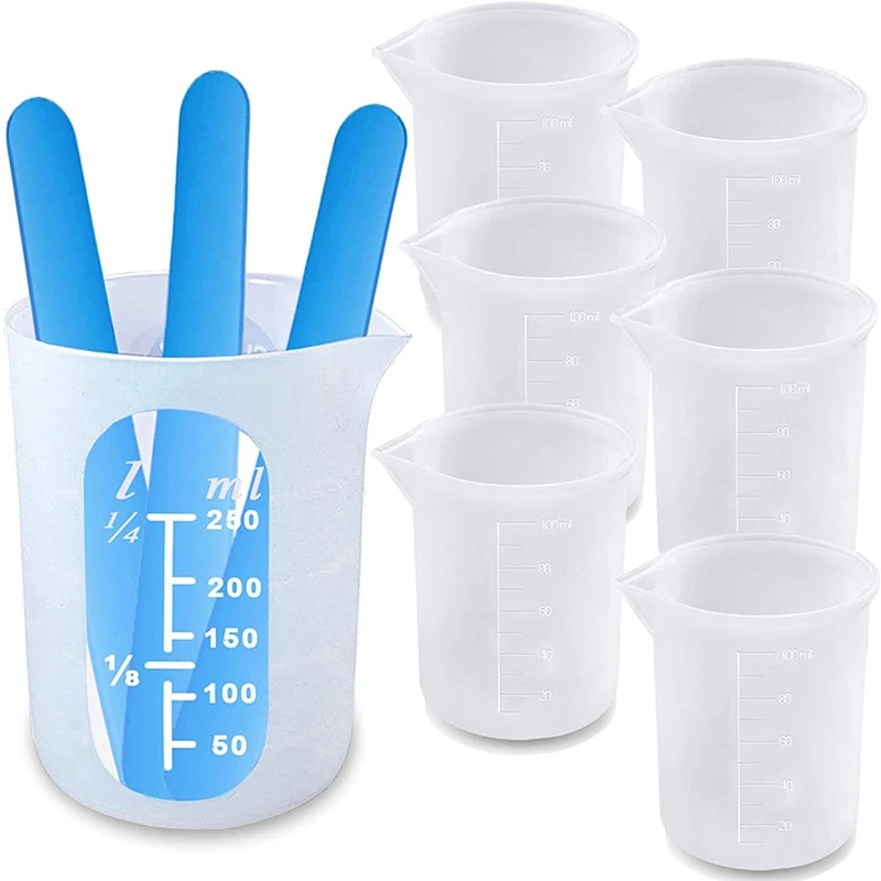 Silicone Measuring Cups Tool Kit, Silicone Mixing Cup, Silicone Sticks Molds For Epoxy Resin Molds, Jewelry Making