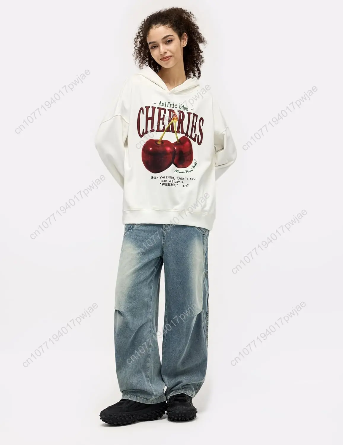 Толстовка Aelfric Eden с капюшоном и вишневым рисунком, женские толстовки с капюшоном Y2K, милый пуловер унисекс