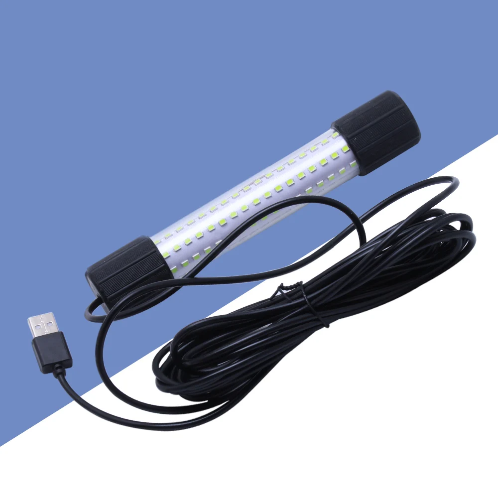 Luz de pesca led usb de 6.69 polegadas, lâmpada submersível subaquática com cabo de 5m, sonda de pesca com isca à prova d'água, equipamento de pesca em água salgada