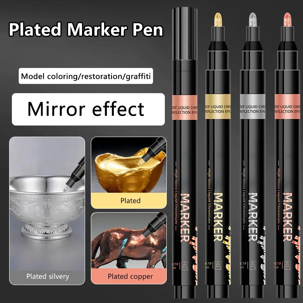 Mirror Marker Pen High Gloss Paint Pen Glossy Silver Pen Marker Plated DIY Chrome And Coloring Pen Pen Metal Electroplating