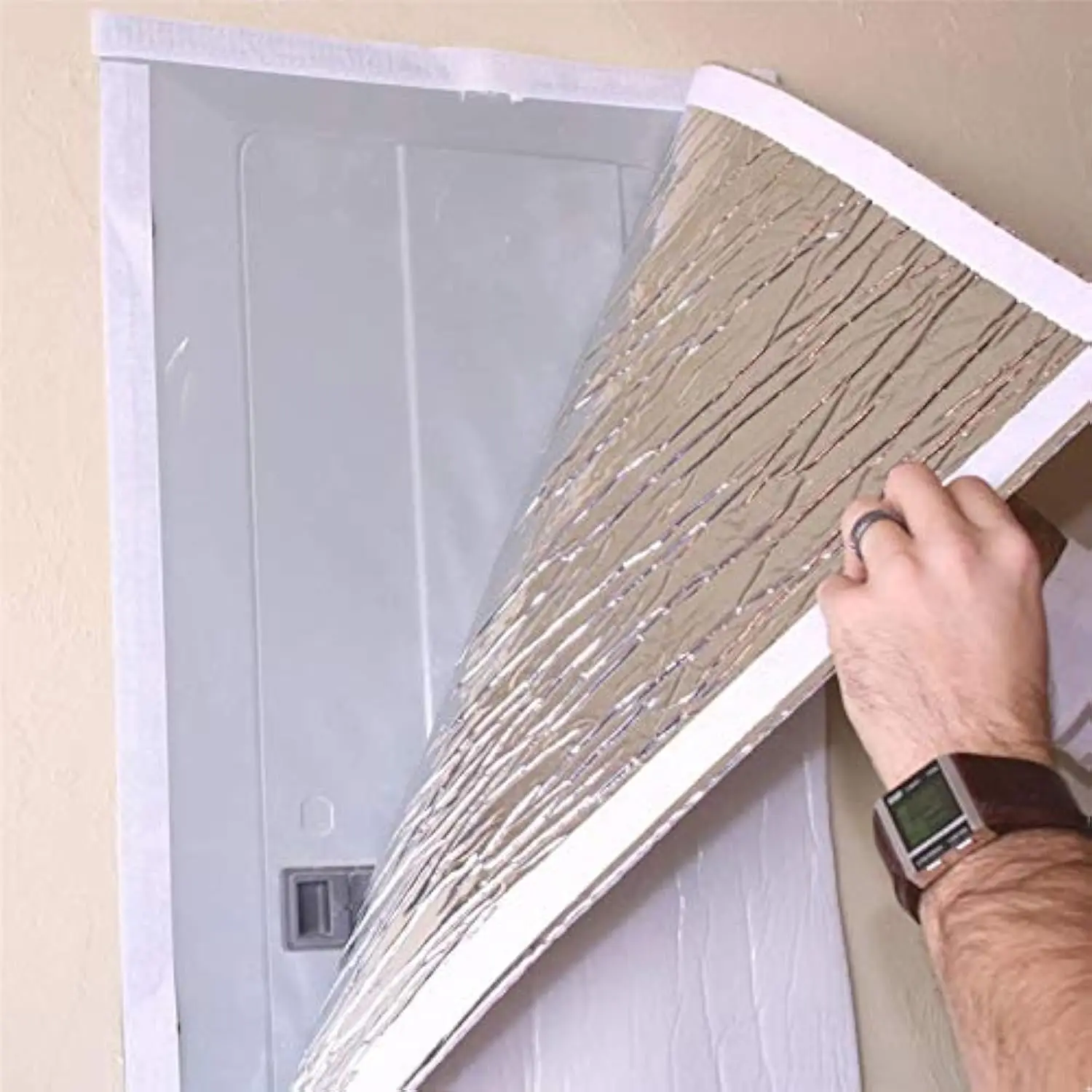Attic Armor Atticพัดลม,ประตูทั้งบ้านห้องใต้หลังคาเพดานพัดลมชัตเตอร์ซีล,ทั้งบ้านพัดลม,129*129 ซม.