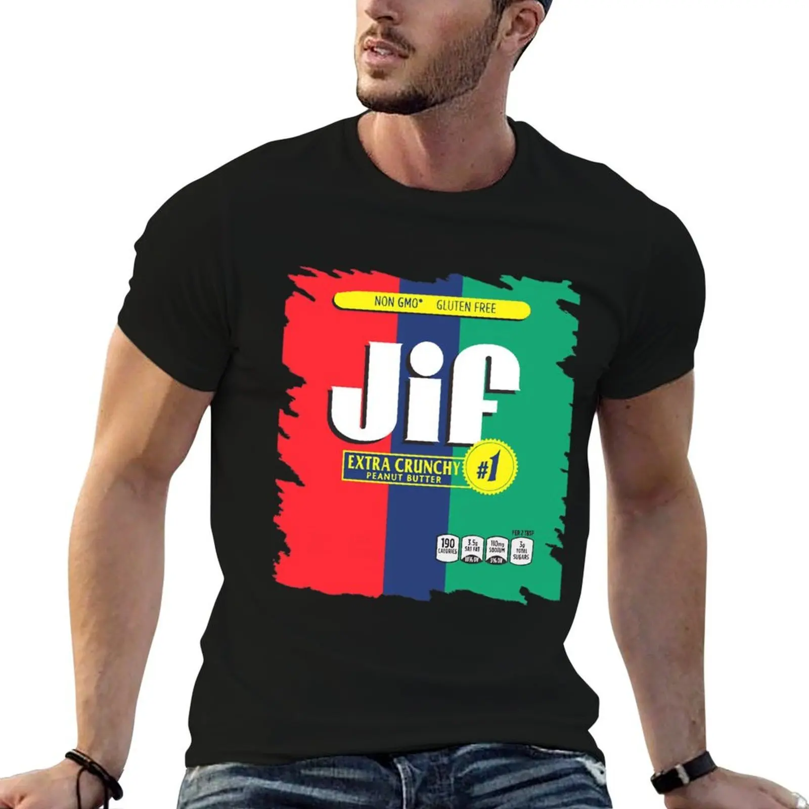 Camiseta con diseño de Jif Crunchy Peanut Butter, camisetas para hombre, camiseta de algodón para hombre, camisetas de anime 100% de algodón para hombre