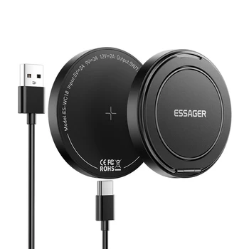 Essager Magnetic Wireless Charger With Holder 15W Fast Charging For IPhone17 16 15 14Pro M