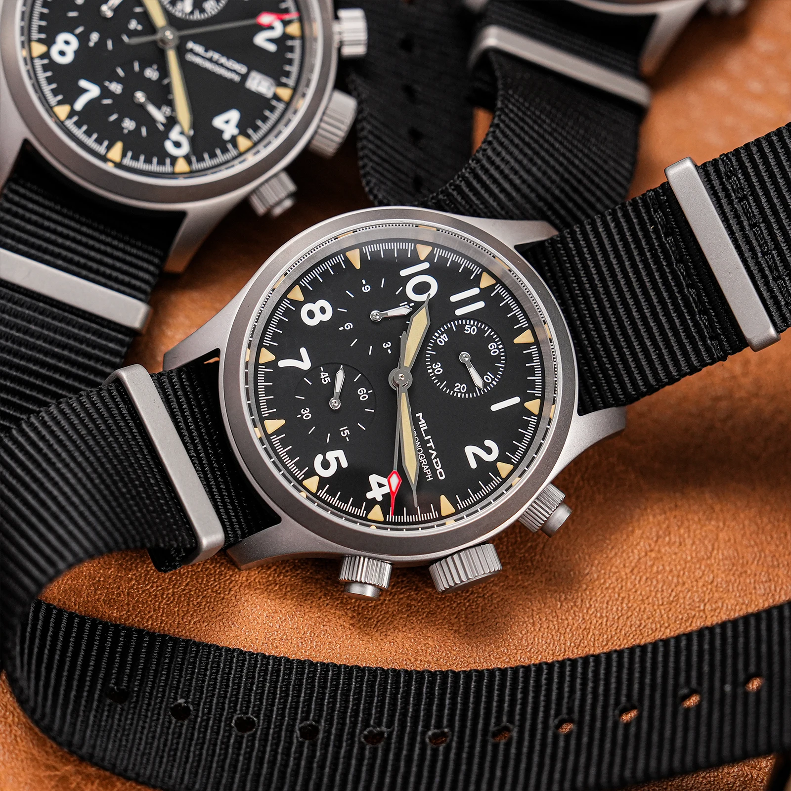 Militado ML1868KF V2 VK67 クォーツ クロノグラフ ウォッチ ステンレススチール ケース 3 ダイヤル防水 100 メートル多機能ミリタリーウォッチ