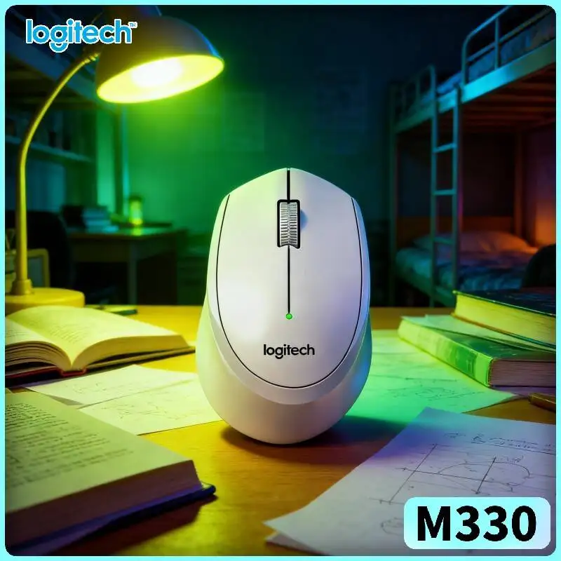 Logitech M330 Wireless Mouse Ergonomic Silent Click 2.4G USB Receiver Reliable Connection for Home Office Study Laptop Cart