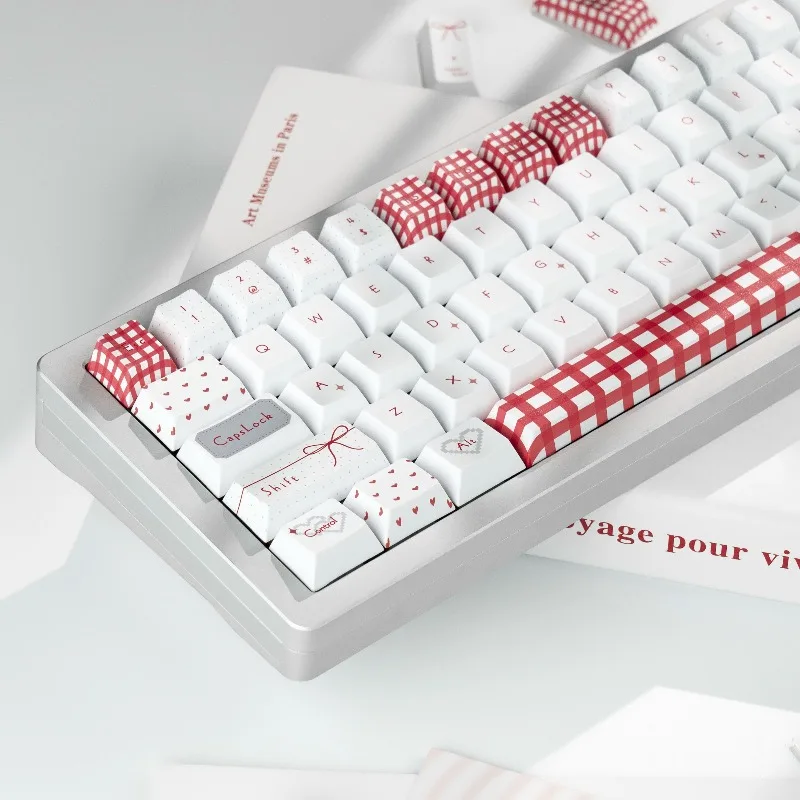 

Sweet Themed Pink Keycaps with Personalized Pbt Sublimation Cherry Profile Keycaps for Mechanical Keyboards Smooth To The Touch