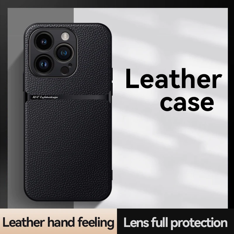 Luxury Magnetic Leather Solid Color Phone Case For iPhone 15 Pro Max Shockproof Back Cover For iPhone 14 13 12 11 Pro Max Plus