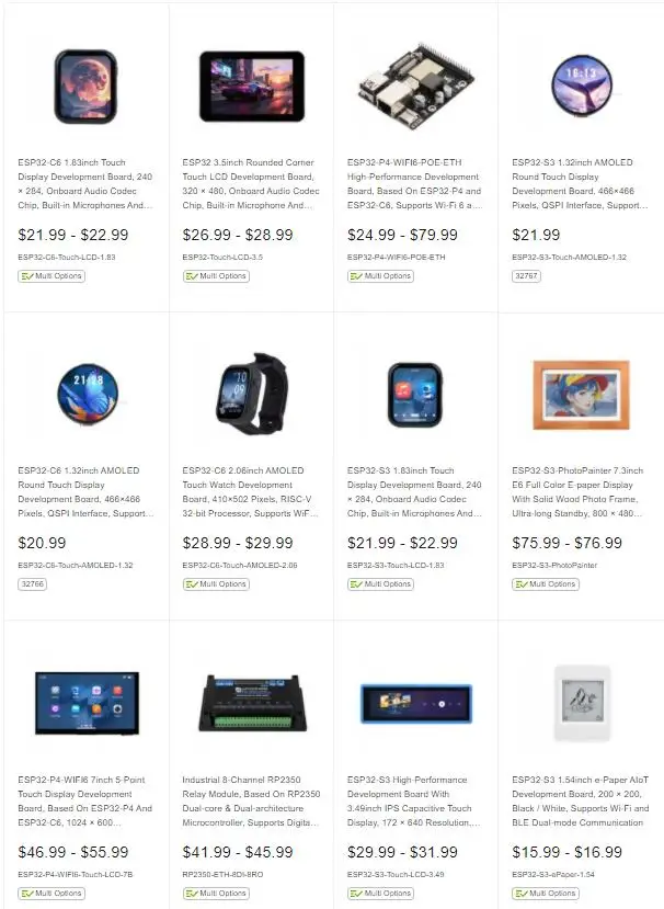 شاشة Waveshare 800×480، شاشة خام بالحبر الإلكتروني مقاس 7.5 بوصة