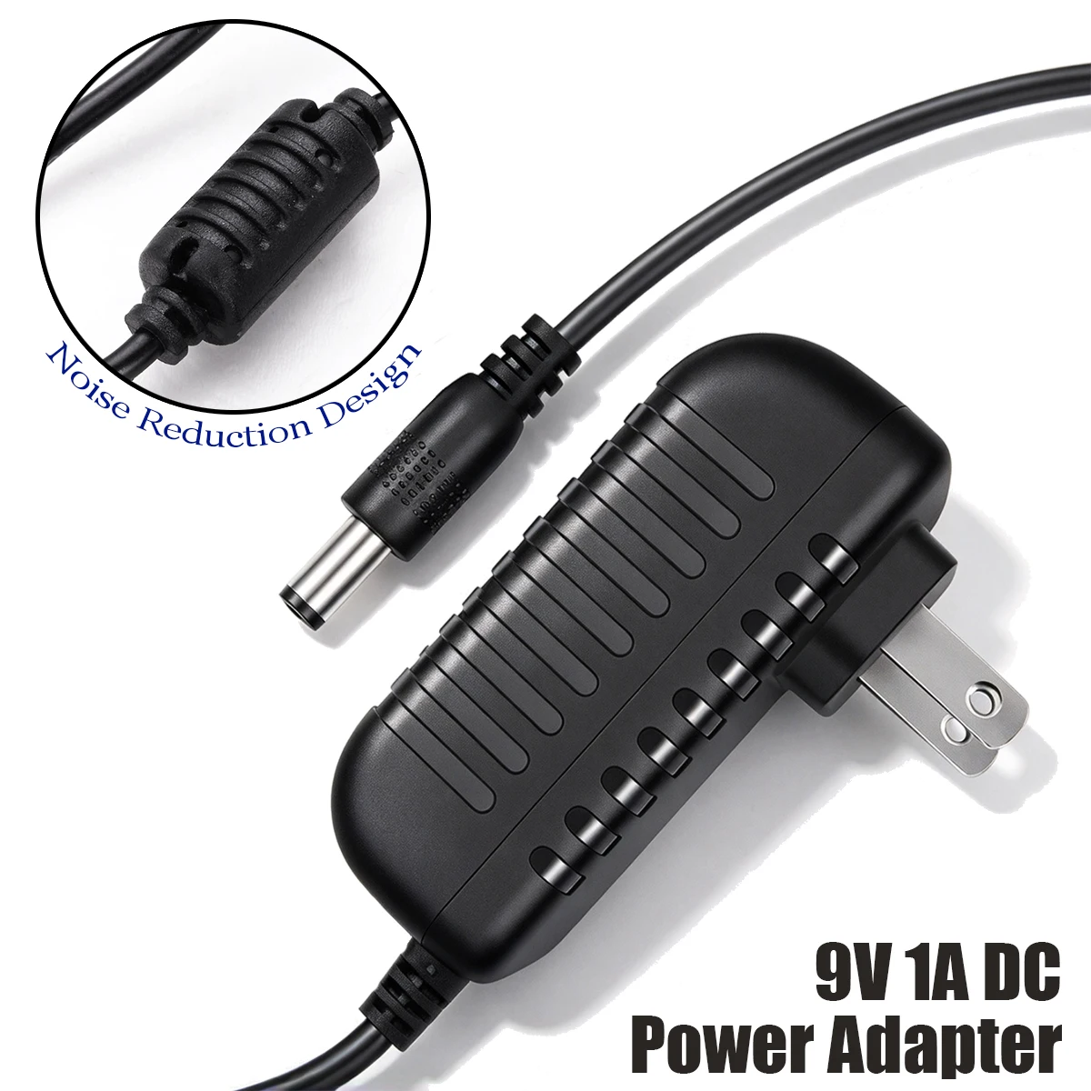 Miwayer Universal 9V DC 1A Adapter - US/UK/AU/EU Plug, Center Negative, Pure Copper, 6-Protection, for Guitar Pedals & More