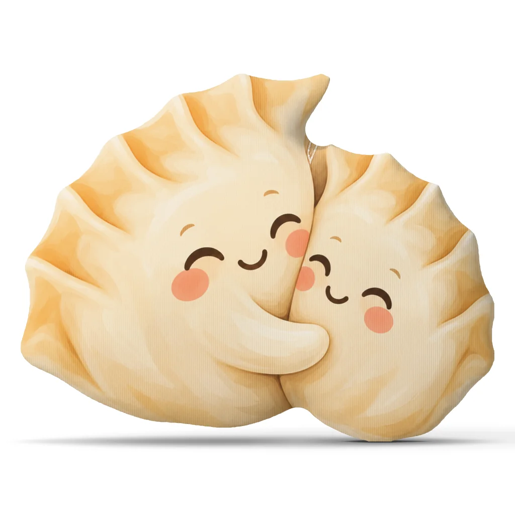 Cuddling Dumpling Pair Pillow Cute Kawaii Gyoza Throw Cushion Stuffed Shaped Plushie Gift for Couples Home Decor Sofa Accent