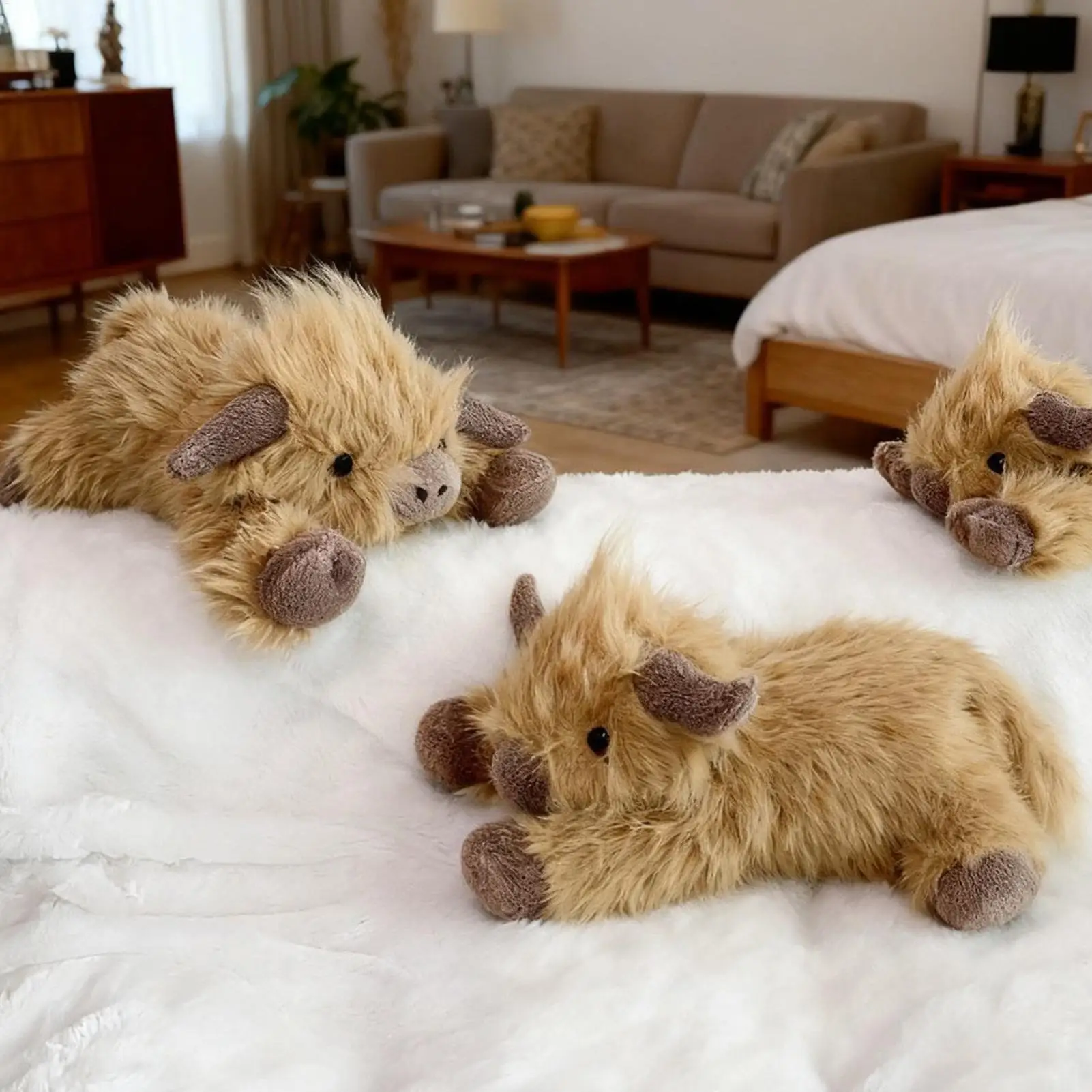 

35/45 см плюшевая игрушка Highland Cow, очаровательная мягкая игрушка с длинными пушистыми волосами, мягкий приятный подарок для детей, подарки для детей