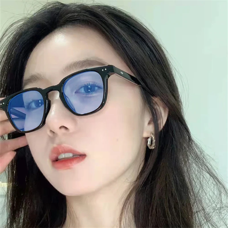 Sunglasses Women men Oval Vintage Brand Designer Square Sun Glasses For unisex Shades Female Eyewear Ocean slice UV400