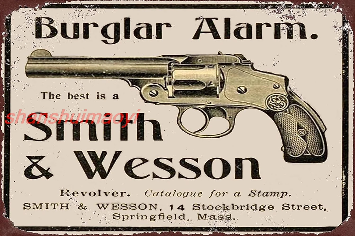 Metal Tin Sign Burglar Alarm Smith Wesson Vintage Wall Decor Bars Decor Vintage Bakery Kitchen Cafe Wall Decoration12X8  ALIMAO