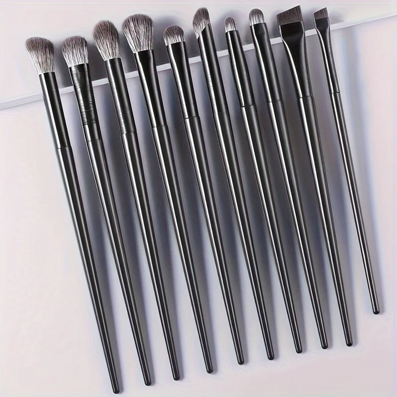 10pcs Soft Hair Eye Shadow Brush Set Eye Makeup Halo Dye Sleeping Silkworm Eyeliner Blade Eye Detail Makeup Brush - view 6
