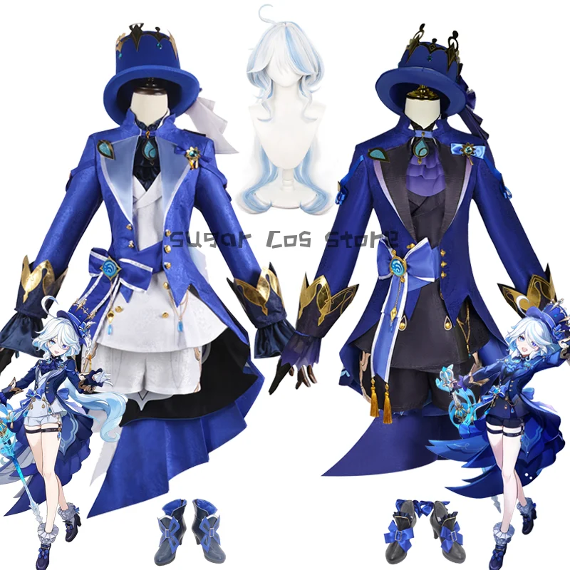 Spel Genshin Impact Nieuwste Furina Cosplay Kostuum Pruik Focalors Cosplay Fontaine Rollenspel Uniform Halloween Carnaval Feest Rekwisieten