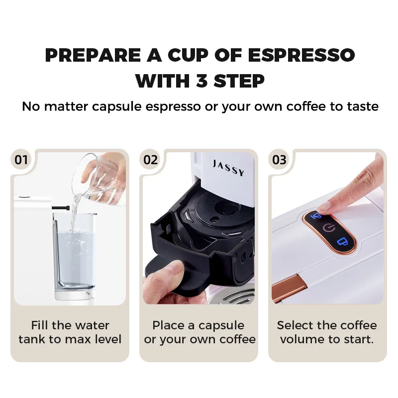 CAFELFFE 4 في 1 ماكينة صنع قهوة اسبريسو مطحونة متعددة المتوافقة مع Nes Dolce Gusto 19 بار ماكينة صنع القهوة متعددة الكبسولات بمقبس أمريكي 603