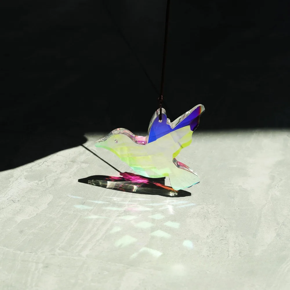 80 mm Kolibri-Kristall-Sonnenfänger, Glasprismen, facettiert, zum Aufhängen, Regenbogen-Maker, glänzender Glücks-Feng-Shui-Auto-Anhänger, Gartendekoration