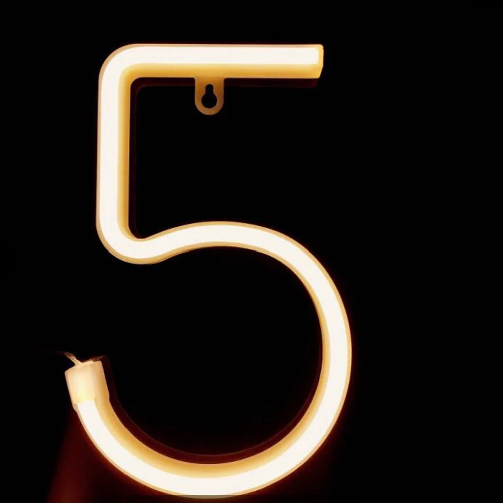 1 قطعة ضوء النيون الديكور Led الدافئة 5 مصباح لغرفة حفل زفاف في الهواء الطلق عيد ميلاد إضاءة ديكوريّة Led ضوء النيون #4