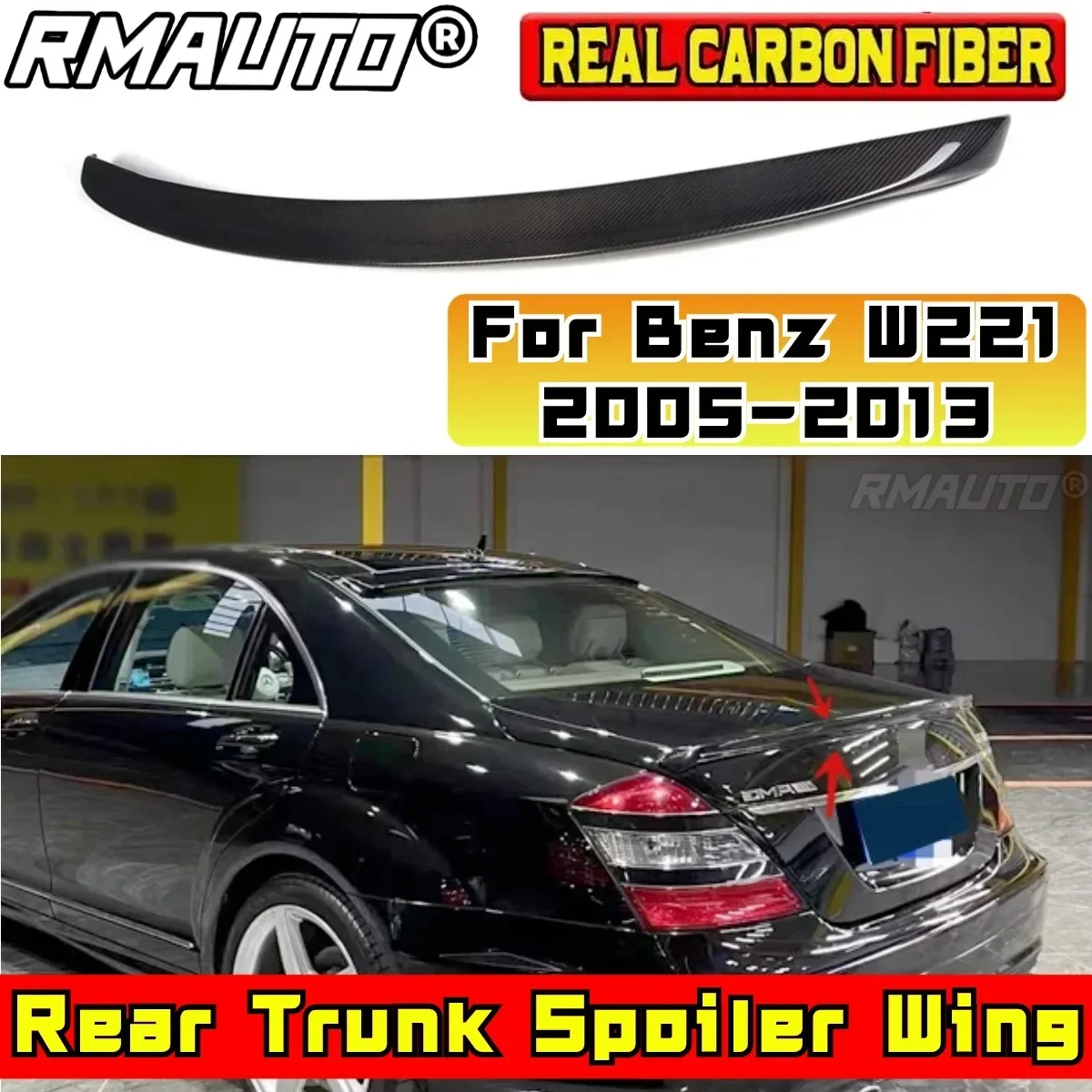 Car Rear Roof Spoiler Body Kit Car Rear Spoiler Wing For Mercedes Benz S-Class W221 S300 350 600 2005-2013 Car Accessories