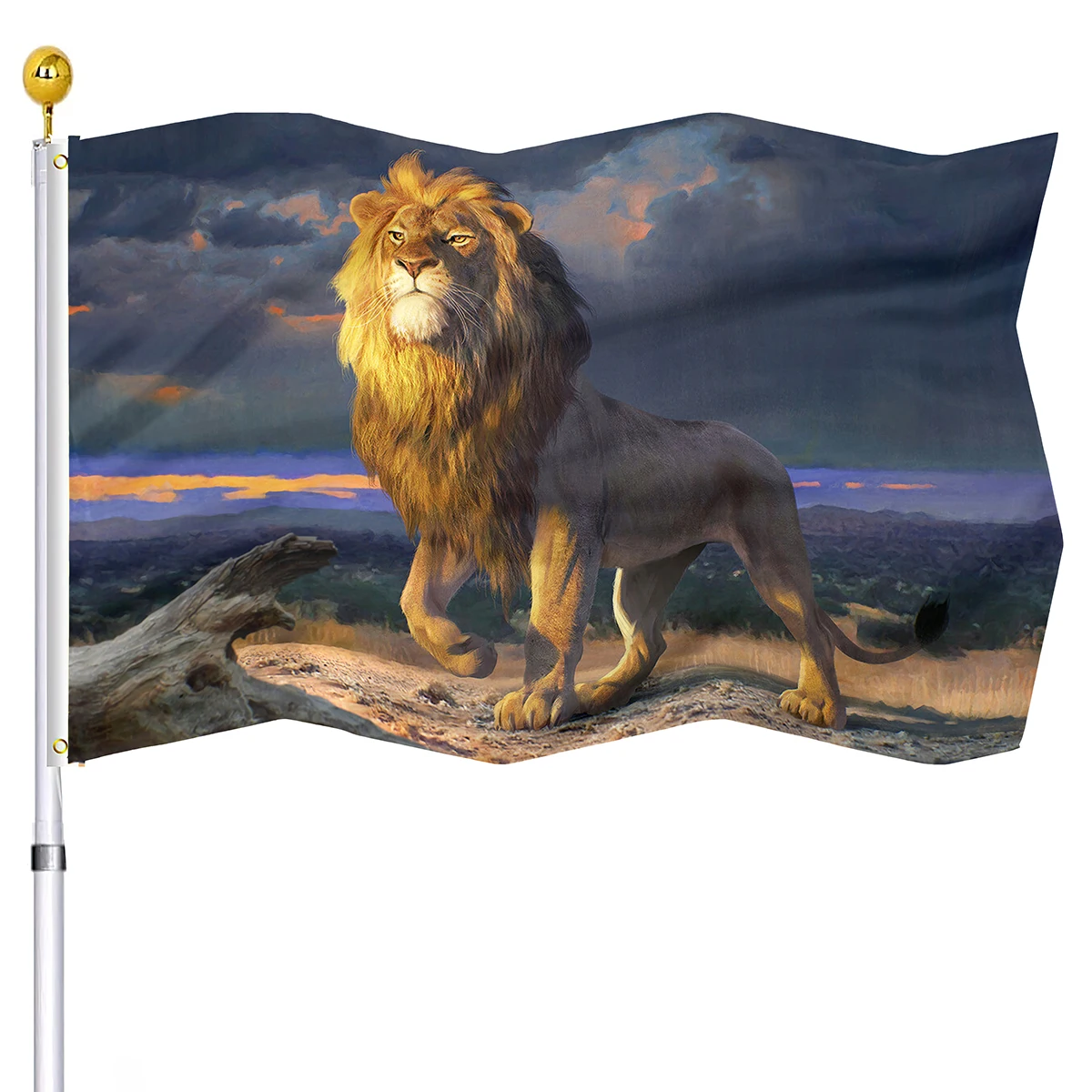 Lion Flag Vivid Color Ink Painting Double Stitched Flags Home Indoor Party Outdoor Decor Yard Flags Banners with Brass Grommets