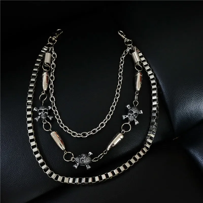 

Fashion Waist Chain Accessories Men Hip-hop Punk Rock Alloy Plating Skull Big Hook belt Jeans Pant Chains Metal Chain Complex