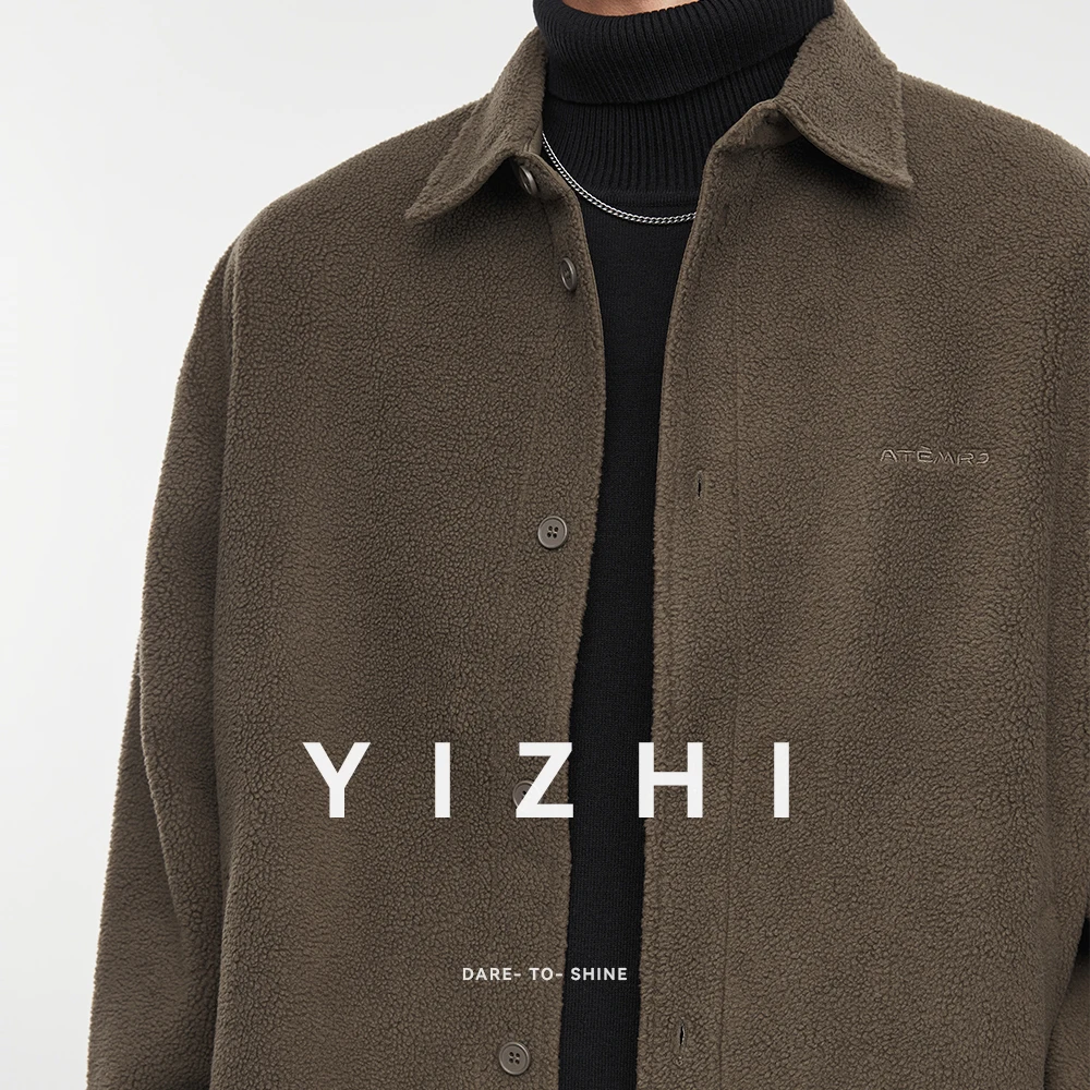 Modische Herren-Teddy-Hemdjacke mit Knopfleiste vorne, 2025, Winter, neue Fleece-Oberbekleidung, weicher Langarm-Mantel, Reverskragen-Oberteil