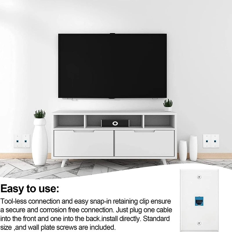 10 pezzi Ethernet piastra di uscita a muro Cat6 RJ45 piastra a muro Jack femmina a femmina Ethernet piastre di accoppiamento in linea Ethernet