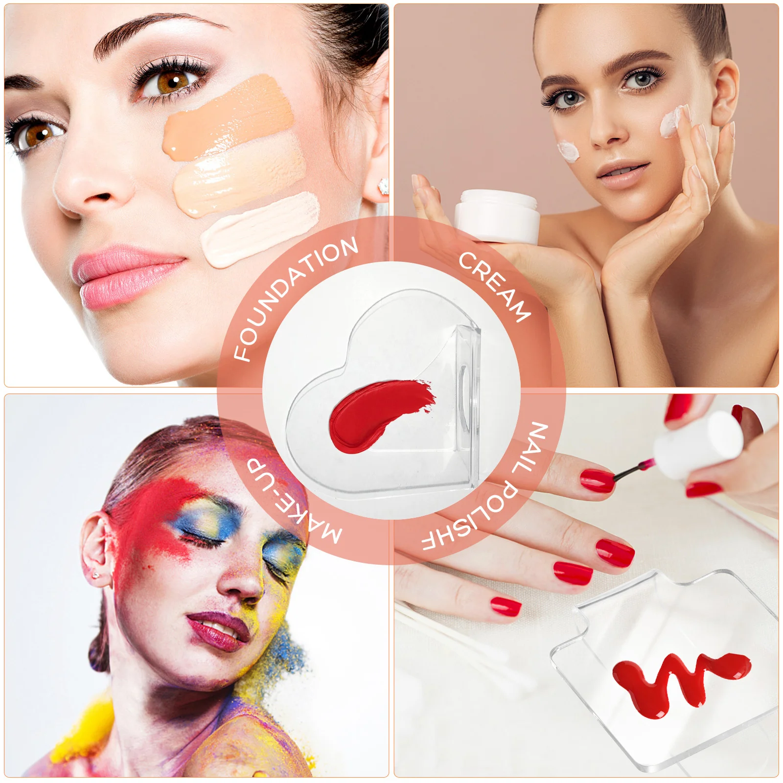 

2Pcs Acrylic Makeup Transparent Handheld Mixing Plates Ergonomic Lightweight Nail Art Manicure Salon