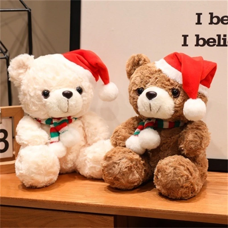 

Рождественский плюшевый мишка, плюшевая игрушка, мягкие игрушки, праздничное украшение для детей, девочек и мальчиков, детский стол, центральный элемент, праздничный подарок