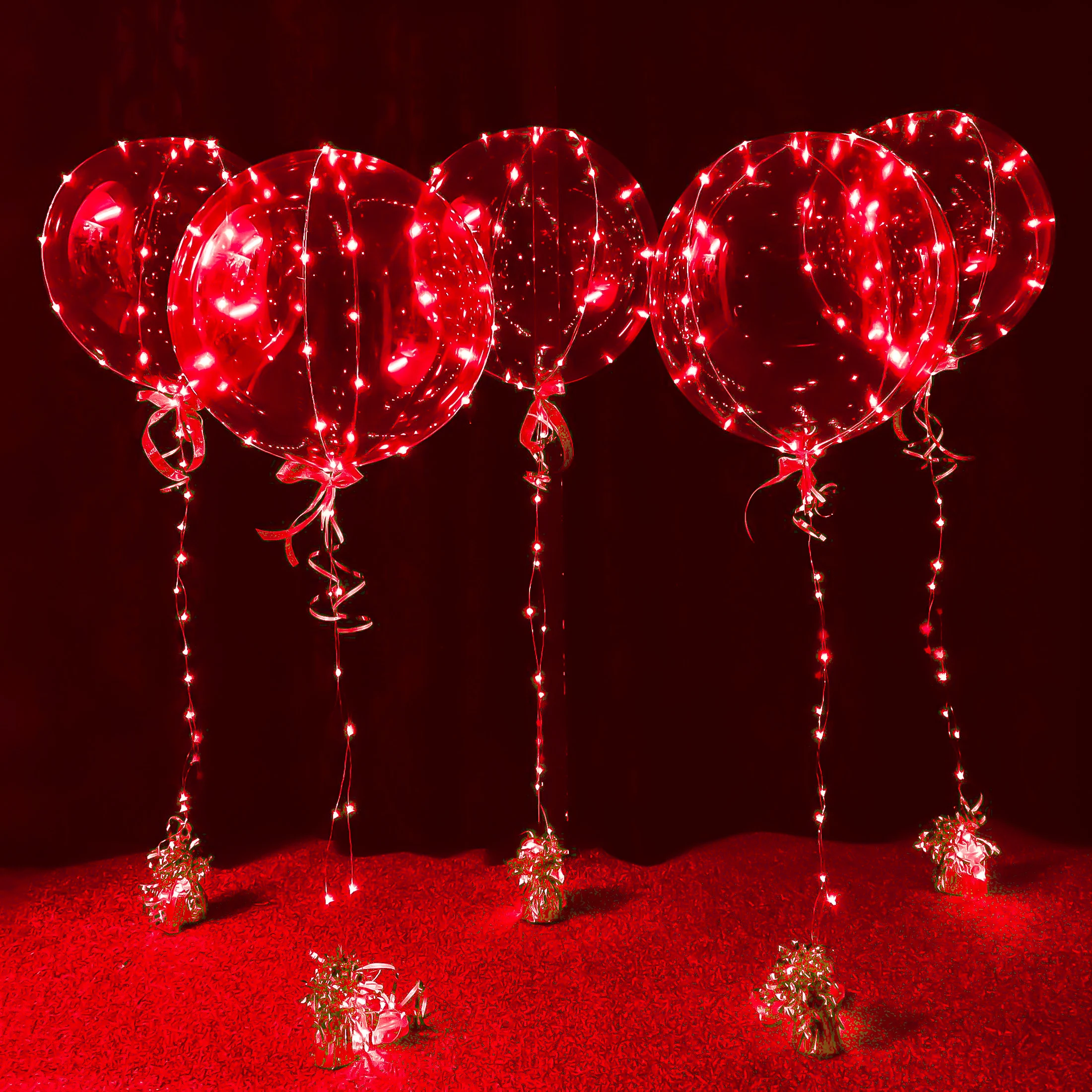 5 transparente Wellenball-LEDs (ohne interne Stromversorgung), Ballon-Set, geeignet für Valentinstag, Weihnachten, Halloween – Detail 4