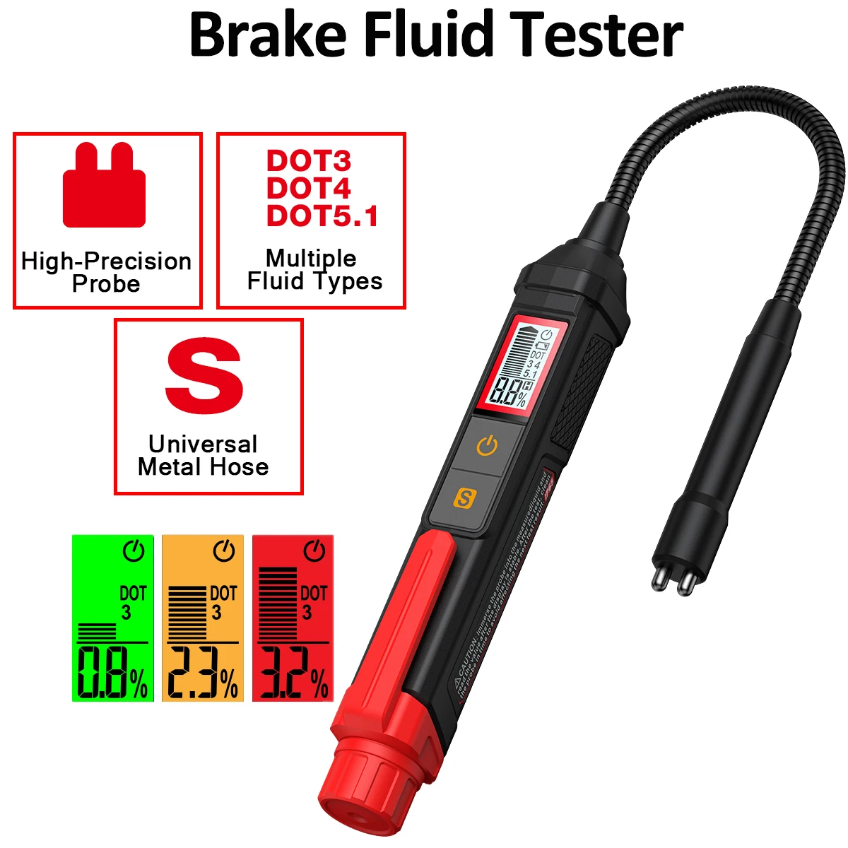 Auto Car Brake Fluid Liquid Tester Pen With 3 Colors Backlit Car Diagnostic Tools Mini Brake Fluid Tester For DOT3/DOT4/DOT5.1