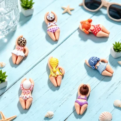 Cute Bikini Girl Resin Mini Figurine 7‑14Pcs DIY Craft Decor Accessory For Phone Case Scrapbook Desktop Tabletop Ornament