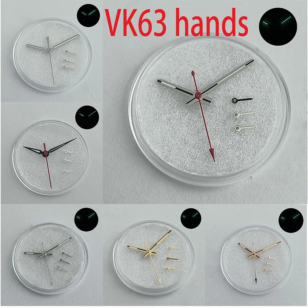 VK63 movement hand Green luminous silver/Gold hand VK63 quartz movement accessories