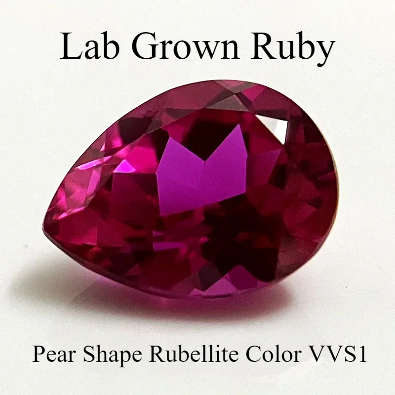 Lab Grown Ruby Pear Shape Rubellite Color VVS1 Gemstone Charms For Diy Jewelry Making Materials Selectable AGL Certificate