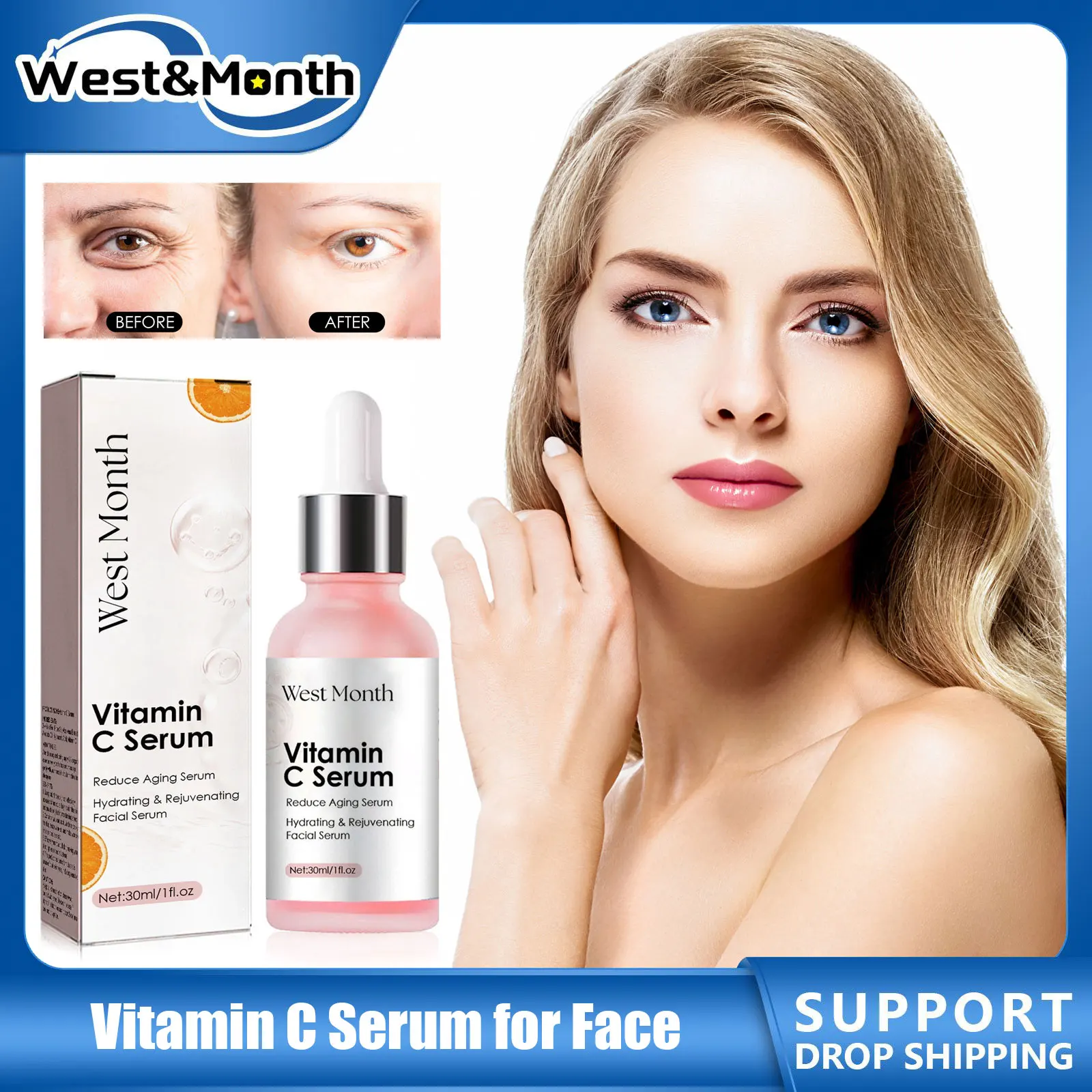 Vitamin C Serum for Face Moisturizing Lighten Wrinkles Firming Reduce Fine Line Whitening Brightening Anti Aging Facial Essence