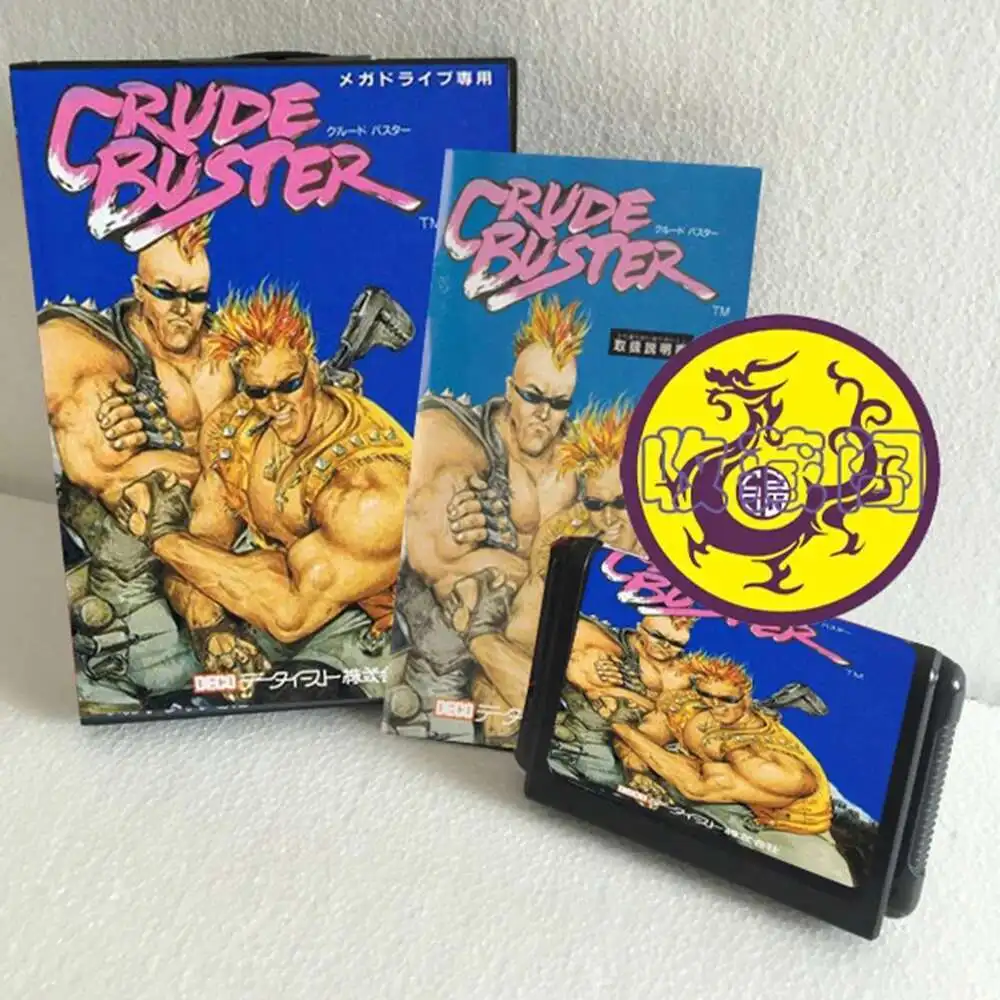 Crude Buster con caja y cartucho manual para tarjeta de juego Sega MD de 16 bits, sistema MegaDrive Genesis