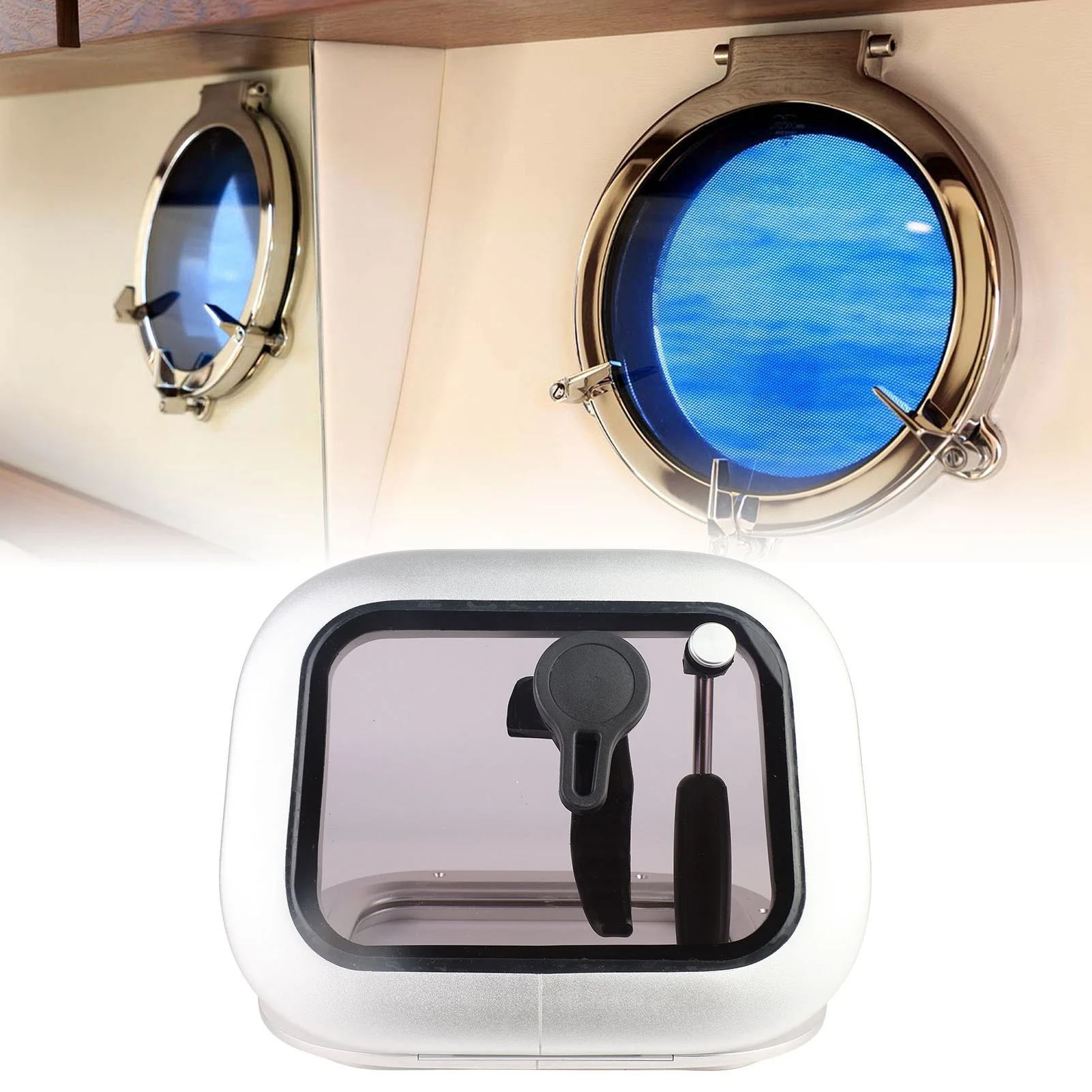 Marine Portlight Window Waterproof  Rust Proof Locking Button Handle Boat Porthole Window with Support Rod for Yacht Ship