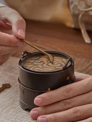 Incense Seal One Body Censer Pure Cupper Dot Gold Zendo Indoor Office Scented Coil/tower Decoration Incense Seal Gift Box Set