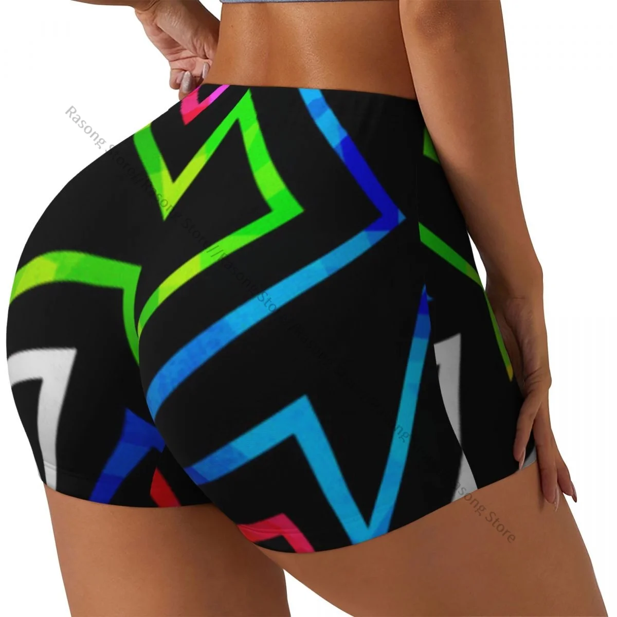 Sexy tight hip sports shorts Geometric Grunge Print fitness women's comfortable yoga shorts