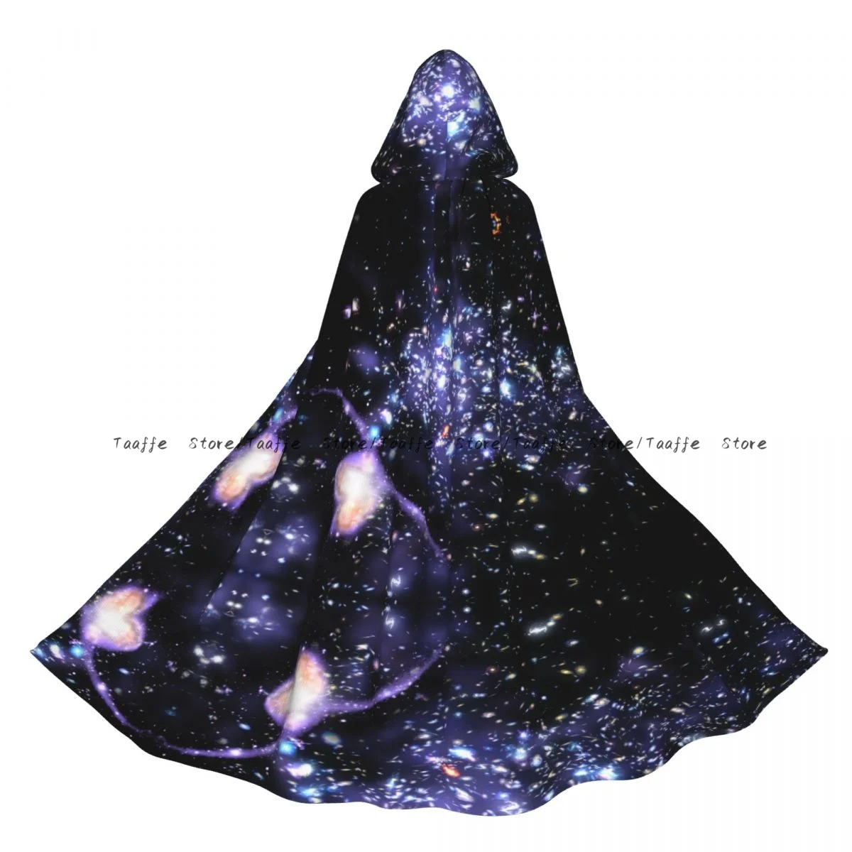 

Adult Geometric Nebula Night Cloak Cape Hooded Medieval Costume Witch Wicca Vampire Halloween Costume Dress Coat