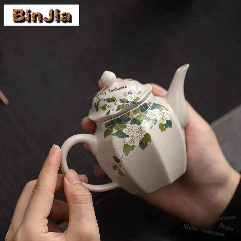 

Серый керамический чайник в стиле ретро, Гортензия камелии, цветочный горшок, китайский чай, чайник для замачивания, столовые принадлежности, украшения