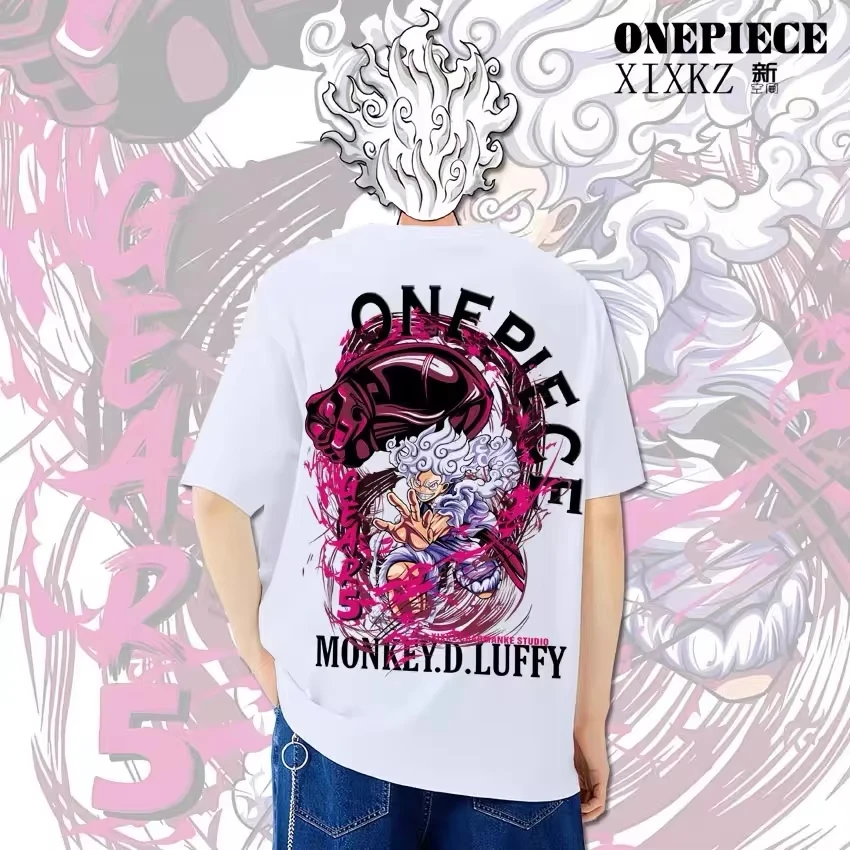Camiseta conjunta de una pieza para hombre, ropa de Cosplay de Nika Luffy de cinco velocidades con animación, de manga corta, de algodón puro, versátil, de verano