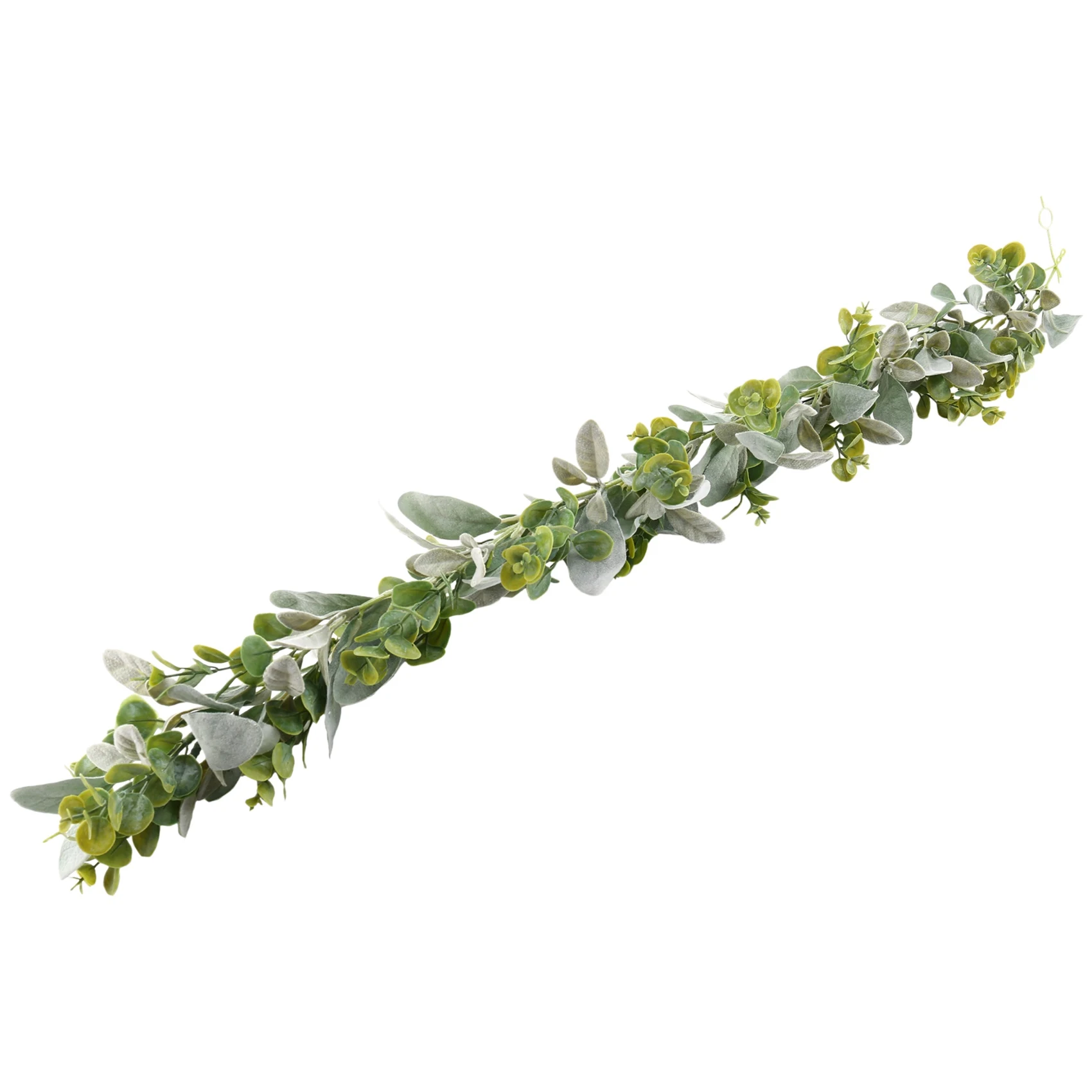 Lambs Ear Garland Greenery and Eucalyptus Vine / 38 Inches Long/Light Colored Flocked Leaves/Soft and Drapey Wedding