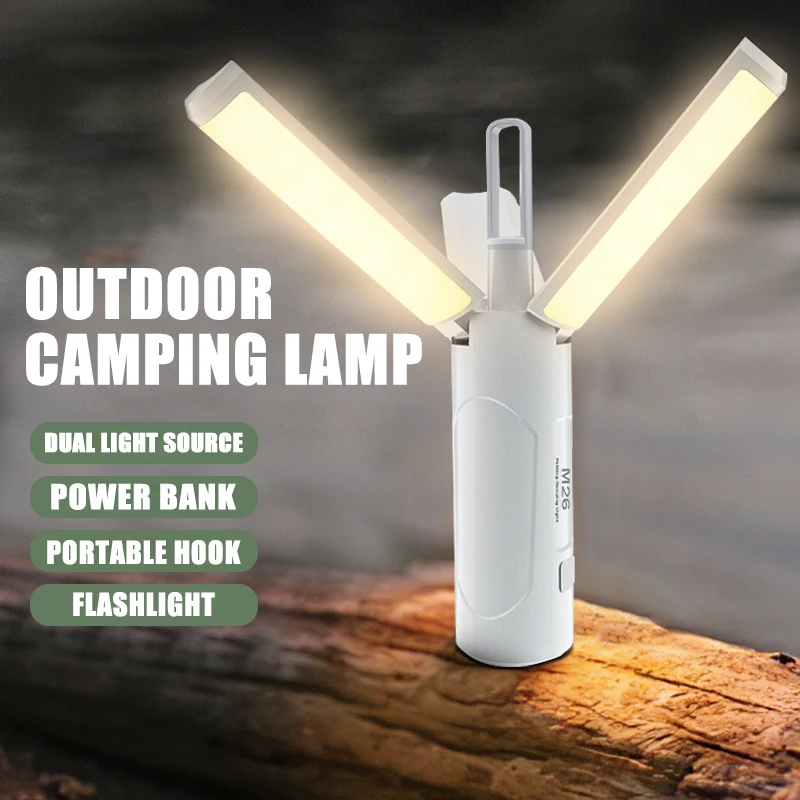 Portable Camping Lantern Rechargeable Tent Light Travel Backpack Lamp Folding Hanging Light Outdoor Emergency Lamp Work Light